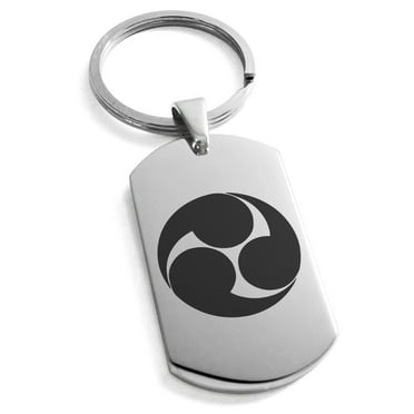 Stainless Steel Kobayakawa Samurai Crest Engraved Dog Tag Keychain Keyring