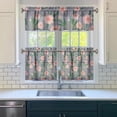 thumbnail image 3 of Pioneer Kitchen Curtains and Valance Set 24 Inch Tier Pink Peony Flowers with Leaves Curtains Small Drapes for Cafe Living Room Bathroom Farmhouse 3 Pieces Set Rod Pocket, 3 of 6