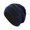 Navy, variant on Unisex Grid Textured Oversized Slouch Knit Hat Side Mask Button Fleece-Lined Interior for Holiday Market Visits Black