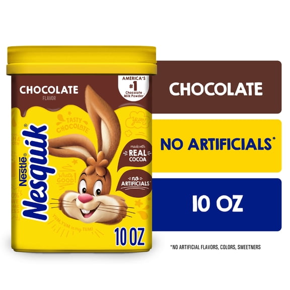 Nestle Nesquik Chocolate Flavor Powder Drink Mix, 10 oz, Can
