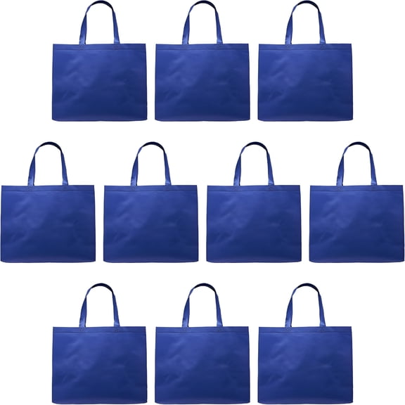 GASTROPOD Jumbo Sized Tote Bags Set of 10, Reusable Grocery Bags, Shopping Bags, Totes for Women - Blue