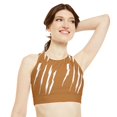 thumbnail image 3 of Effete Feline Claw Marks Scratch High Neck Crop Bikini Top (AOP), 3 of 5
