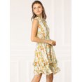 thumbnail image 2 of Mini Vestido Floral De Gasa Con Volantes En Niveles Cintura Fruncida A-Línea Para Mujeres Blanco XS, 2 of 6