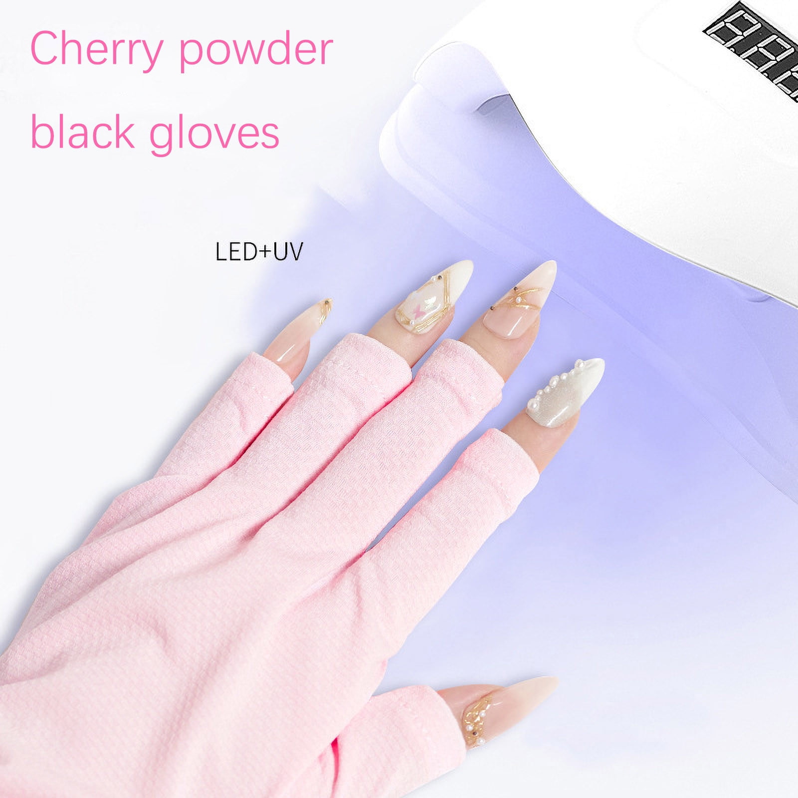 UV Gloves Gel Nail Lamp UV Shield Glove,Protection Gloves For Manicures, Protect Hands Nail Art Stretchy Fingerless Glove 