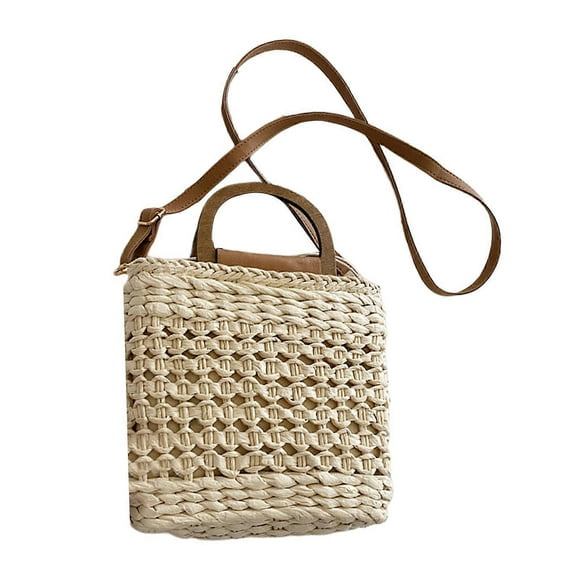 Fashion Straw Woven Shouldr Bag Portable Beach Pack Multipurpose Messenger Bag