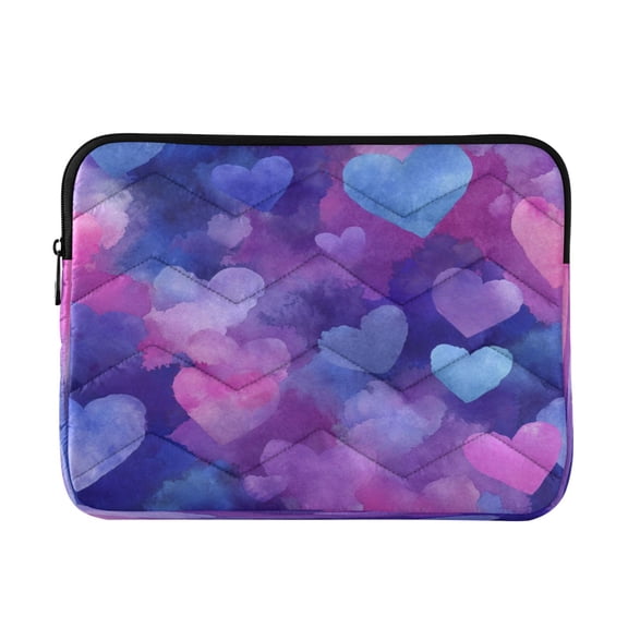 Quilted Laptop Sleeve for 13-16 Inch Laptops Protective Laptop Case Cover Lightweight Travel & Office Essentials Indigo and Violet Hearts