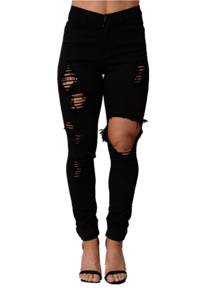 SySea - Middle Waist Women Holes Style Ripped Pants Pencil Pants ...