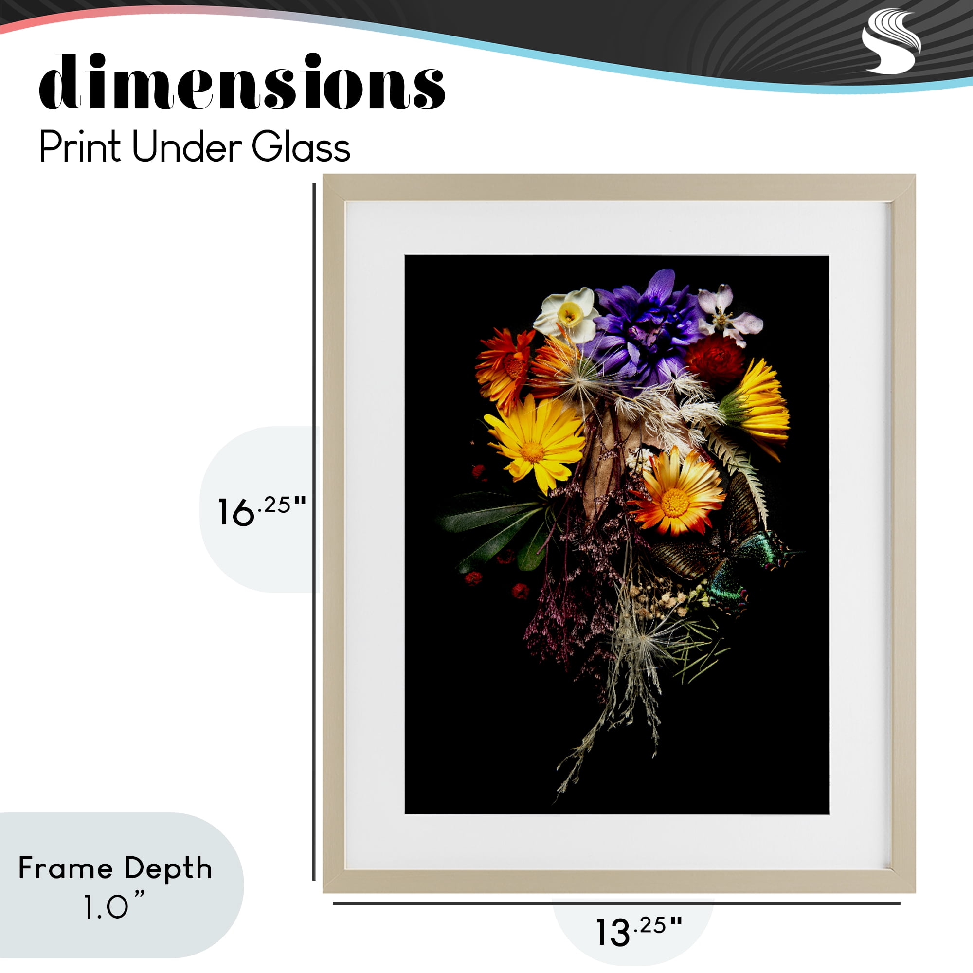 Stupell Industries Butterfly Adorned Arrangement Birch Framed Print Under Glass, design by Carl Kravats