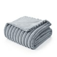 thumbnail image 2 of Amelie Home Faux Fur Throw Blanket – Soft Fluffy Striped Plush for Couch or Bed, Light Gray 55"x70", 2 of 3