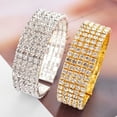 thumbnail image 1 of Cheers Women's 5 Rows Clear Rhinestone Wide Bracelet Cuff Open Bangle Bridal Jewelry, 1 of 2