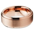 thumbnail image 3 of Tungsten Wedding Band Ring 8mm for Men Women Comfort Fit 18K Rose Gold Plated Plated Beveled Edge Brushed Polished Lifetime Guarantee, 3 of 5