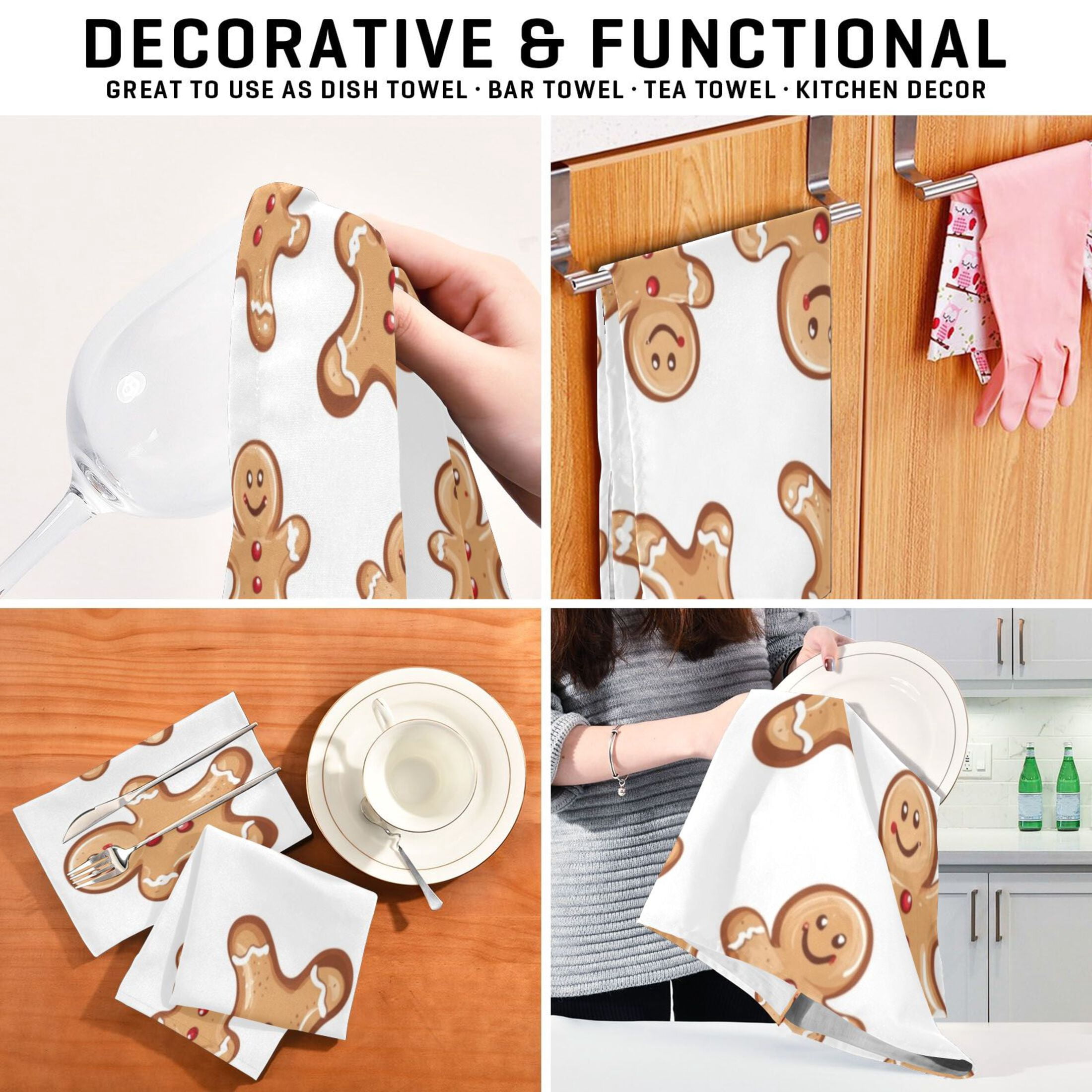 Kitchen Towel 28x18 Inches x6，Plate Towel, Decorative Towel, Napkin, Tea Towel Tea Towels For Kitchen Dish Cloths & Dish Towels The Christmas Gingerbread Man