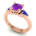 thumbnail image 2 of 2.50 Carat Unique Round Shape Blue Sapphire Gemstone Anniversary Ring for Wife Solid 18K Rose Gold Size 3.5 by Diamond-Capitals, 2 of 8
