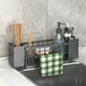 thumbnail image 1 of Organizador multifuncional para fregadero de cocina | Esponja y jabonera con drenaje automático, tubo para utensilios y toallero | Almacenamiento de encimera gris, 1 of 6