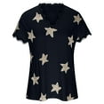 thumbnail image 3 of Summer Saving Wycnly Womens Tops Dressy Casual Short Sleeve V-Neck Star Print Summer Shirts Sexy Lace Trim Lightweight Comfy Plus Size Blouse Black S Clearance Clothes, 3 of 4