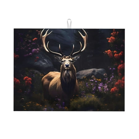 

Dish Drying Mat Regal Stag In Forest Highly Absorbent Microfiber Drying Mat Kitchen Counter or Sink Drawer Liner 16x18 Kitchen Drying Mat Coffee Mat Kitchen Essentials