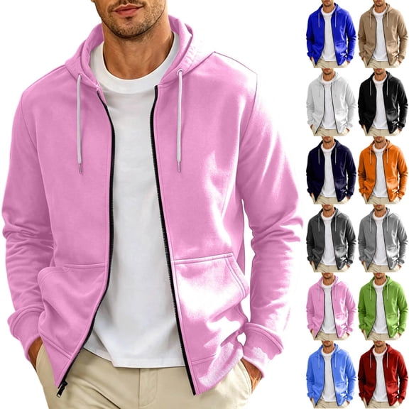 GrmtClth Mens Hoodies Zipper Hooded Sweatshirt Trendy Casual Jackets Zip Up Lightweight Long Sleeve Sweatshirt Athletic Jacket With Pocket 2XL