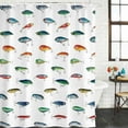 thumbnail image 2 of Colorful Fish Bathroom Shower Curtains with 12 Hooks Polyester Waterproof Shower Curtain for Stalls and Bathtubs Watercolor Cartoon Fishing Decorative Bathroom Privacy Curtain 66x72 Inches, 2 of 9