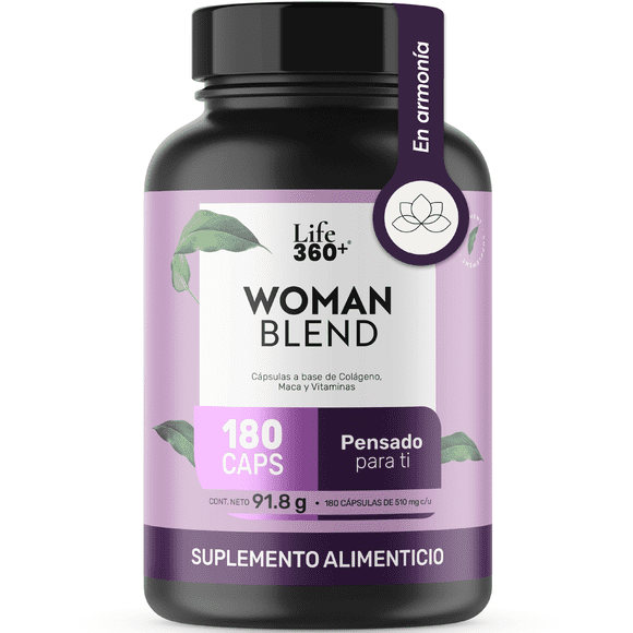 Suplemento Alimenticio LIFE 360+ All Woman 180 cápsulas colágeno hidrolizado maca biotina ácido hialurónico vitaminas