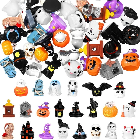 22 Pcs Halloween Mini Resin Figures Set Miniatures Figures Tiny Resin Animals Decor for Garden Fairy Accessories for Bonsai Terrarium Party Decoration