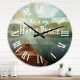 thumbnail image 3 of Designart 'Lake House Happy Quote' Traditional wall clock, 3 of 4
