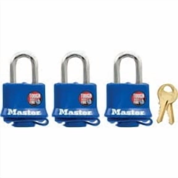 Master Lock Blue Covered Laminated Steel Pin Tumbler Padlock - Pack of 4