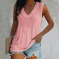 thumbnail image 2 of up to 60% off Gifts Usmixi Womens Tank Tops Casual Comfy Breathable Loose Fit Tunic Vest Tees Tops Summer Trendy Solid V-Neck Sleeveless Shirts Blouse Pink XL, 2 of 5