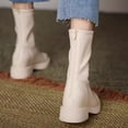 thumbnail image 3 of Short boots, women's French style, medium tube, small man, white  boots, thin velvet., 3 of 6