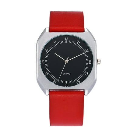 

Mewmewcat Women s Rectangle Quartz Watch Stylish Ladies Casual Watch with PU Leather Strap for Sport&Work Red & Black