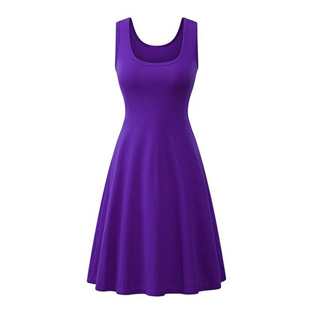 MAWCLOS Robe Midi Aguichant à Col Rond pour Femme, Débardeur de Fête, Robe d'Été de Plage, Violet, M