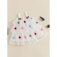thumbnail image 5 of Jaweiwi Toddler Kids Little Girl Christmas Dress 1-9 Years Star Print Square Neck Sleeveless Layered Tulle Dresses with Plush Ball Christmas Hat, 5 of 9