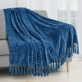 thumbnail image 3 of MintLimit Fluffy Chenille Knitted Throw Blanket Decorative Fringe for Bed Sofa Couch Chair 130*190CM, 3 of 5