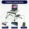 thumbnail image 3 of WorkEZ Cool Adjustable Laptop Cooling Stand with Dual Fans, 3 USB Ports & Mouse Pad – Portable Aluminum Laptop Desk for Bed, Couch, or Standing Workstation (Silver), 3 of 8