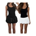 thumbnail image 3 of Yunliwuli Women's Mini Tank Dress Slim U Neck Sleeveless Ruched Bubble Hem Dress for Party Club, 3 of 8