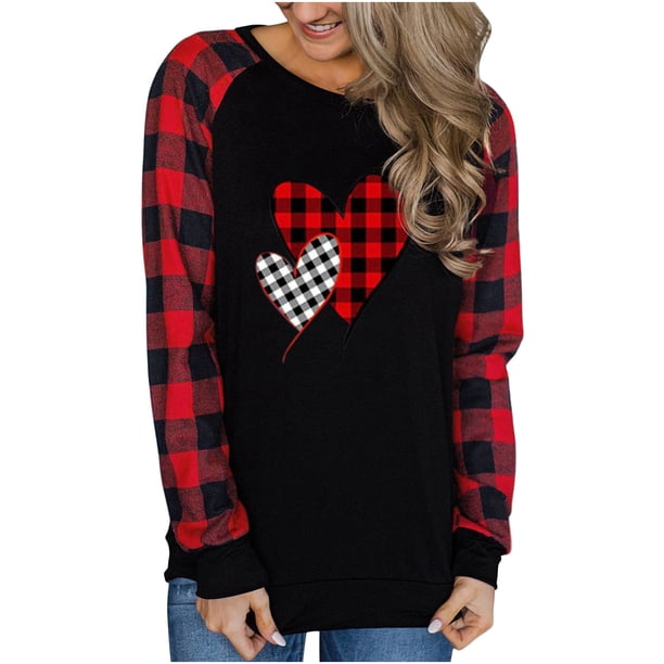 Camisas A Cuadros de Navidad Para Mujer, Blusas de Manga Larga Con Cuello Redondo Y Costuras Sueltas A La Moda, Blusa de Otoño Odeerbi ODB205586