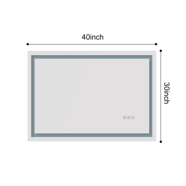 40x30 Inch LED Bathroom Mirror with Frontlit and Backlit, Wall Mounted Vanity Mirror with Smart Touch Button, Anti-Fog, Memory Function, 3 Colors, Stepless Dimmable Makeup Mirror(Horizontal/Vertical)