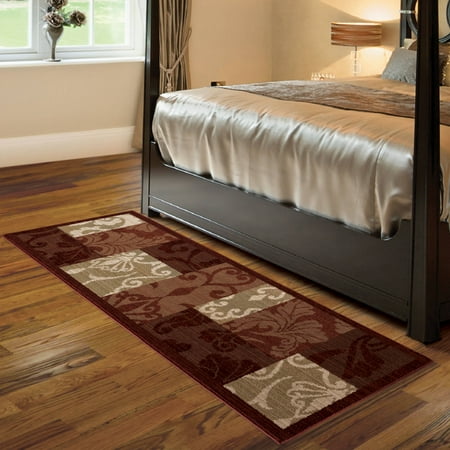 Patchwork Area Rug Runner Rug Scroll Brown Burgundy Rust ...