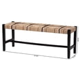 thumbnail image 3 of Pemberly Row Woven Paper Loom Bench with Mahogany Frame in Black, 3 of 7
