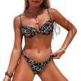 thumbnail image 2 of Women's Bikini Swimsuits, 2 Piece Swimsuit for Women, Swimming Suits for Women, Women's Triangle Bikini Set Fashion Printed Push Up Bras Tankini Tops and Swimming Thongs Briefs Bathing Suit, Black L, 2 of 4