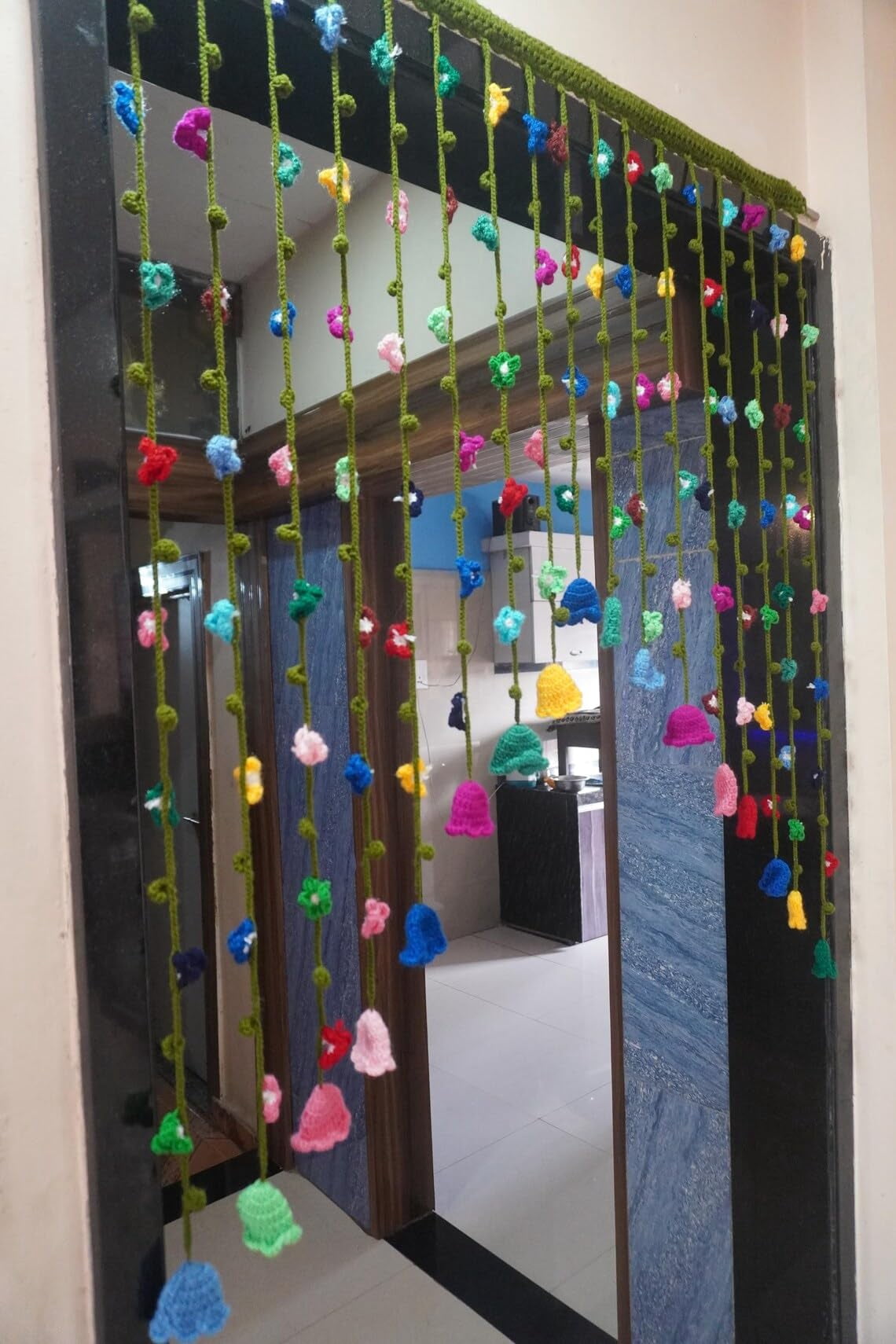 Crochet Flower Curtain: Handmade Wildflower Boho Window Decor