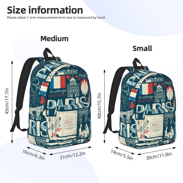 Paris Canvas Backpack Xecao France and Paris Canvas College Laptop Backpack, a  main image 3