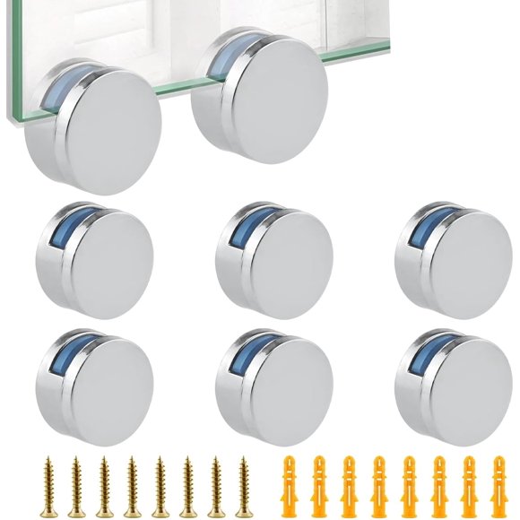 8 Pack Frameless Mirror Mounting Hardware Kit, Zinc Alloy Mirror Holders, Mirror Glass Hanging Bracket, Glass Mounting Clips Bathroom Mirrors Supporting Shelf Clamps Fits for 3-5mm Thick Glass