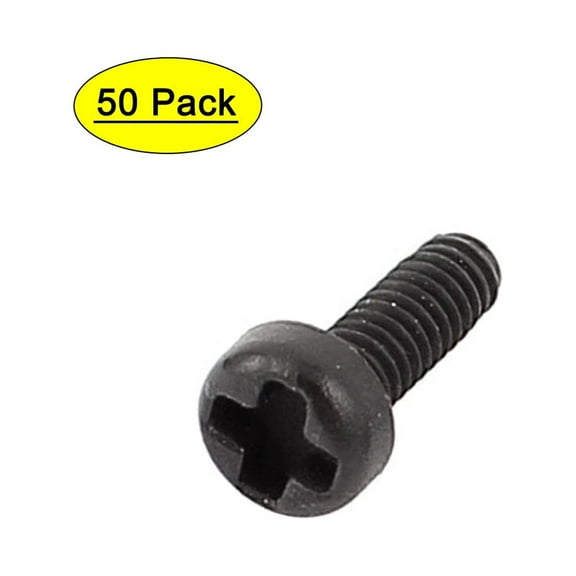 Unique Bargains M2 x 6mm Nylon Cross Pan Head Machine Screws Black (50-pack)