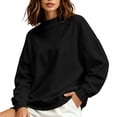 thumbnail image 3 of QIbmong Mock Neck Sweatshirt Women Long Sleeve Oversized Pullover Casual Fall Winter Soft Cotton Top(XXL,Black), 3 of 9