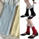 thumbnail image 2 of Ribbed Knit Leg Warmers Calf Socks Japanese Women Girls Ruffled Lace Trim Boot Cuffs Sweet Colorful Leg Covers Stockings light yellow, 2 of 4