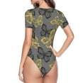 thumbnail image 4 of Easygdp Golden Glitter Butterflies Women's One-Piece Swimsuit Slim Fit Crew Neck Bodysuit Athletic Swimwear with Concealed Buckle - Small, 4 of 9