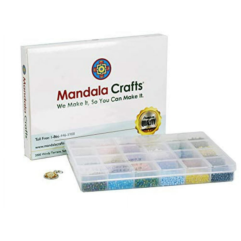 Mandala Crafts Glass Seed Beads, Small Pony Beads Assorted Kit with Organizer Box for Jewelry Making, Beading, Crafting