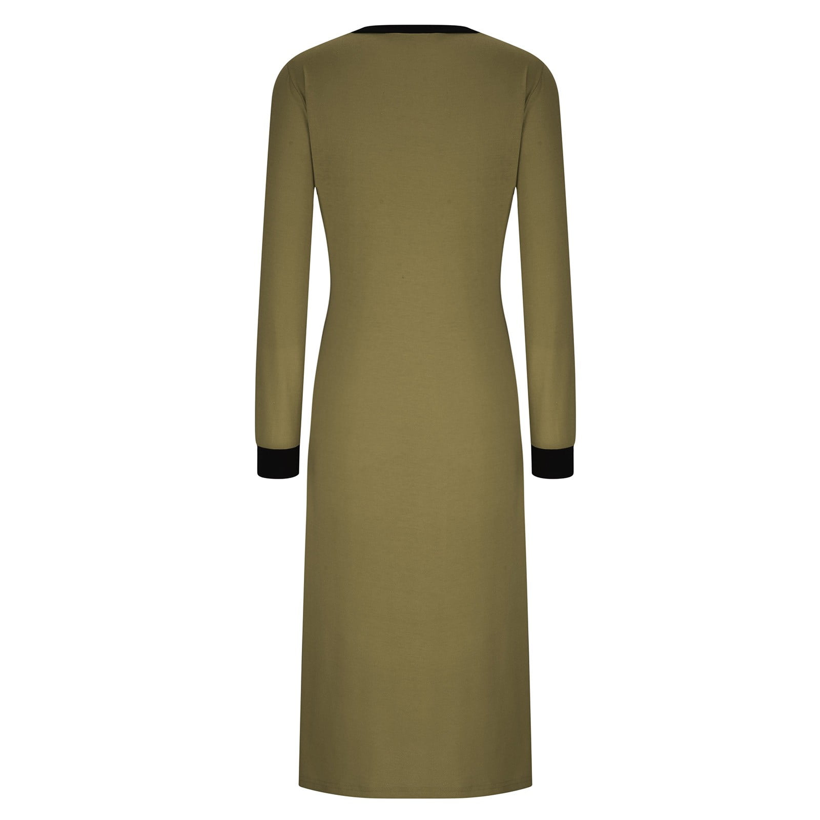 BiZtdJrK Women's Nightshirt Long Sleeve Nightgown Solid Casual V Neck Sleepwear Full Length Pajama Dress with Pockets Soft Loungewear Army Green M