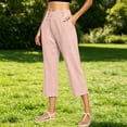 thumbnail image 6 of Gsakboxl Linen Pants Women 2026 Summer Petite Size Lightweight High Waist Solid Straight Leg Cotton Linen Casual Full Length Trousers Pink, 6 of 10