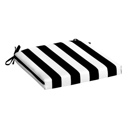 Arden Selections Outdoor Seat Cushion 18 x 19 Black Cabana Stripe